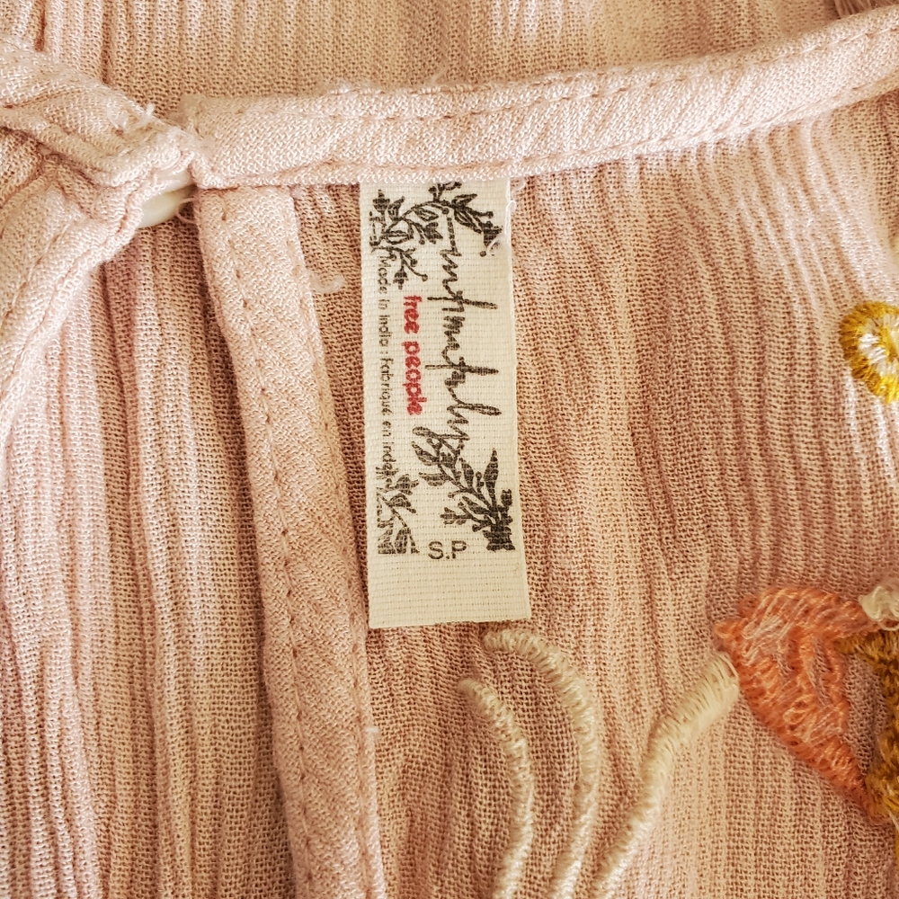 Free People Adelaide Pink Floral Slip Mini Dress Size S Boho Chic Embroidered - Picture 10 of 14